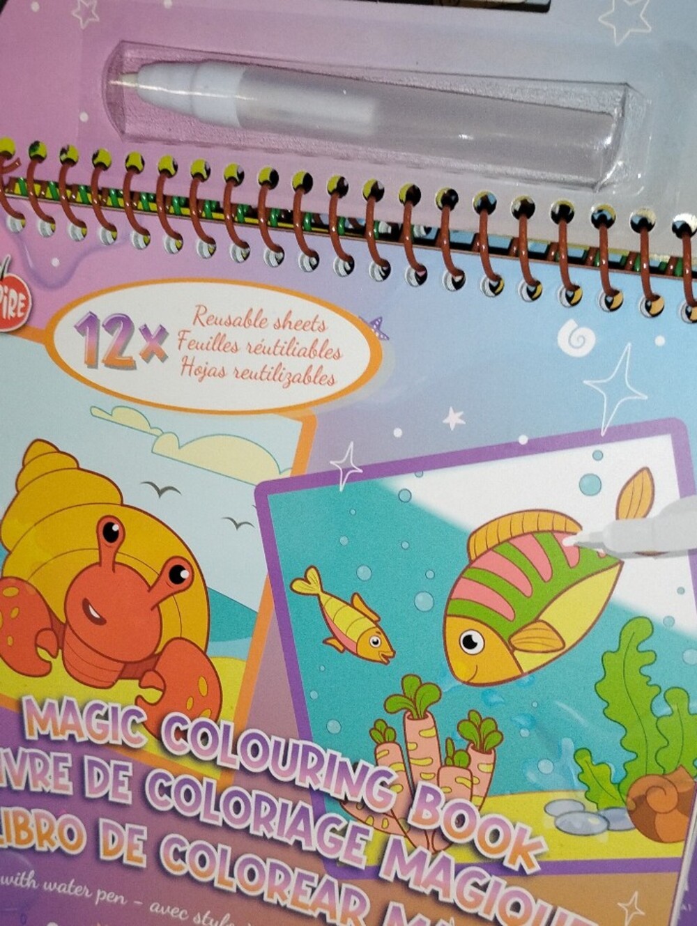 Magic Colouring Book - Reusable Fish Design (Pink/Blue)